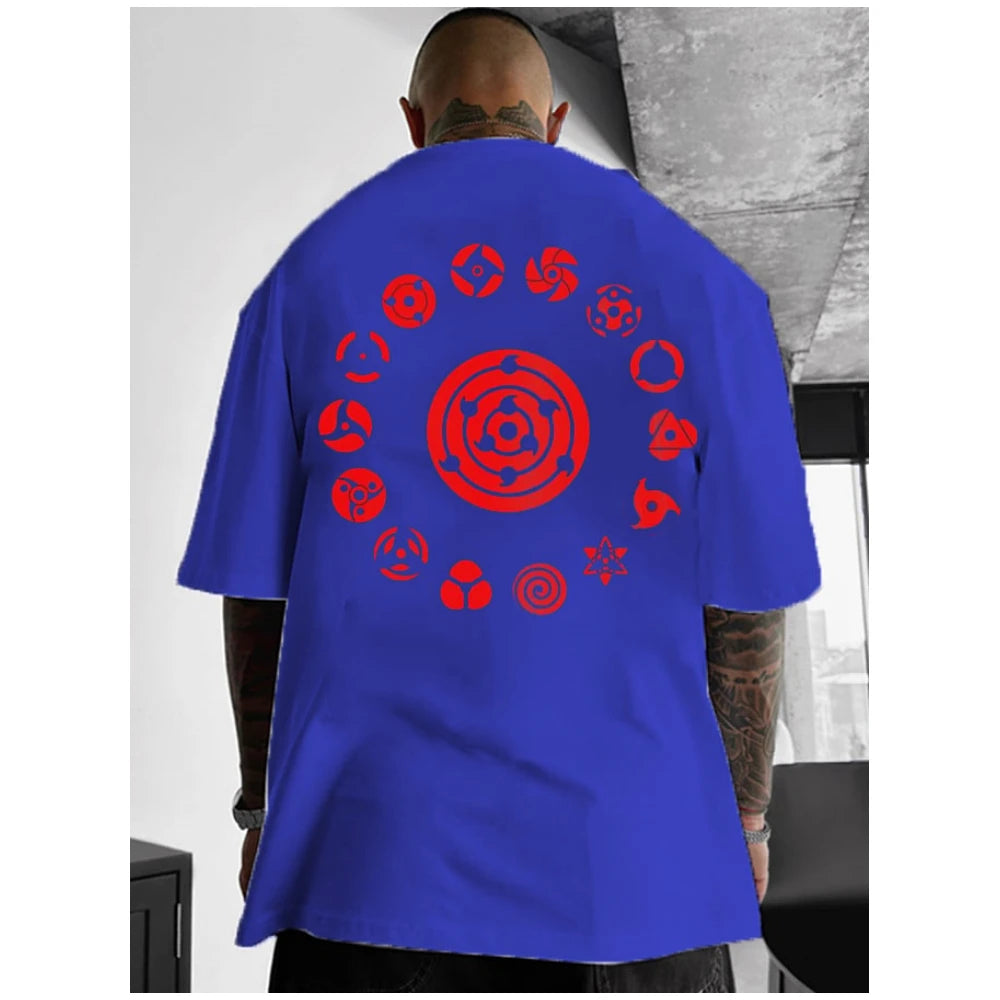 Anime Naruto 2D Graphic Print T-Shirt – Summer Casual Oversized Short Sleeve Tee for Men 3