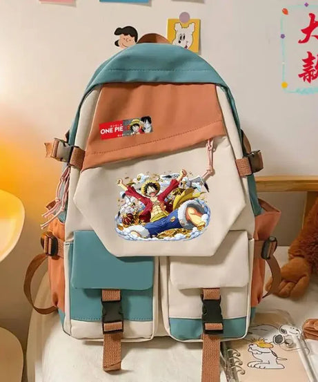 anime One Piece Luffy Zoro anime backpack large capacity student school bag male campus Korean version backpack birthday gift