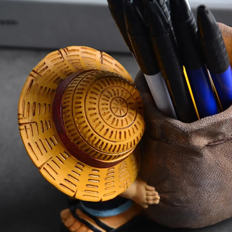 One Piece Luffy Resin Pen Holder – 10cm Desk Figure Organizer