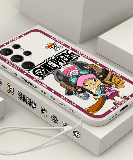 One Piece Chopper Cute Girl Liquid Left Rope For Samsung Galaxy S24 S23 S22 S21 S20 FE S10 Ultra Plus Lite 5G Cover Funda