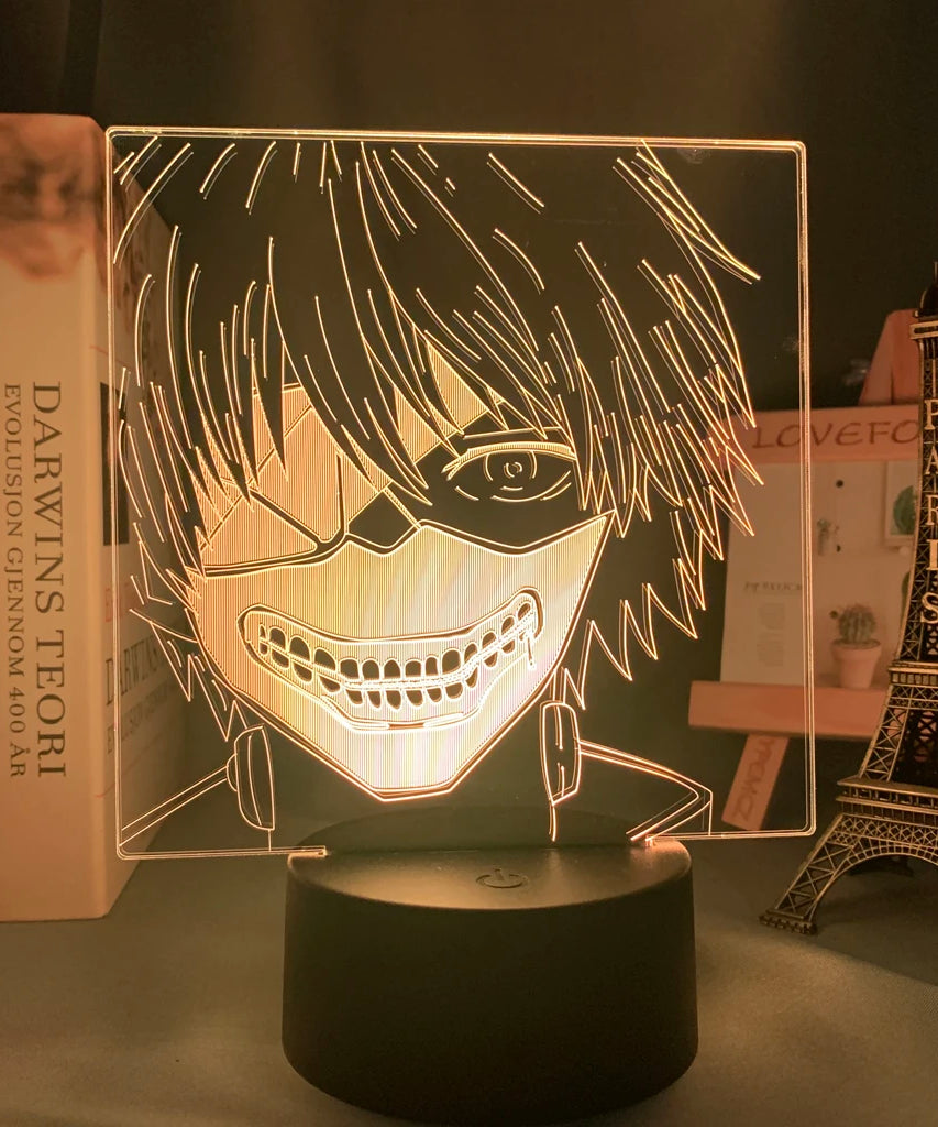 Anime Tokyo Ghoul Glowing Acrylic Stand Ken Kaneki Figure Nightlight for Reading Room Decor Light Gift for Birthday Table Lamp