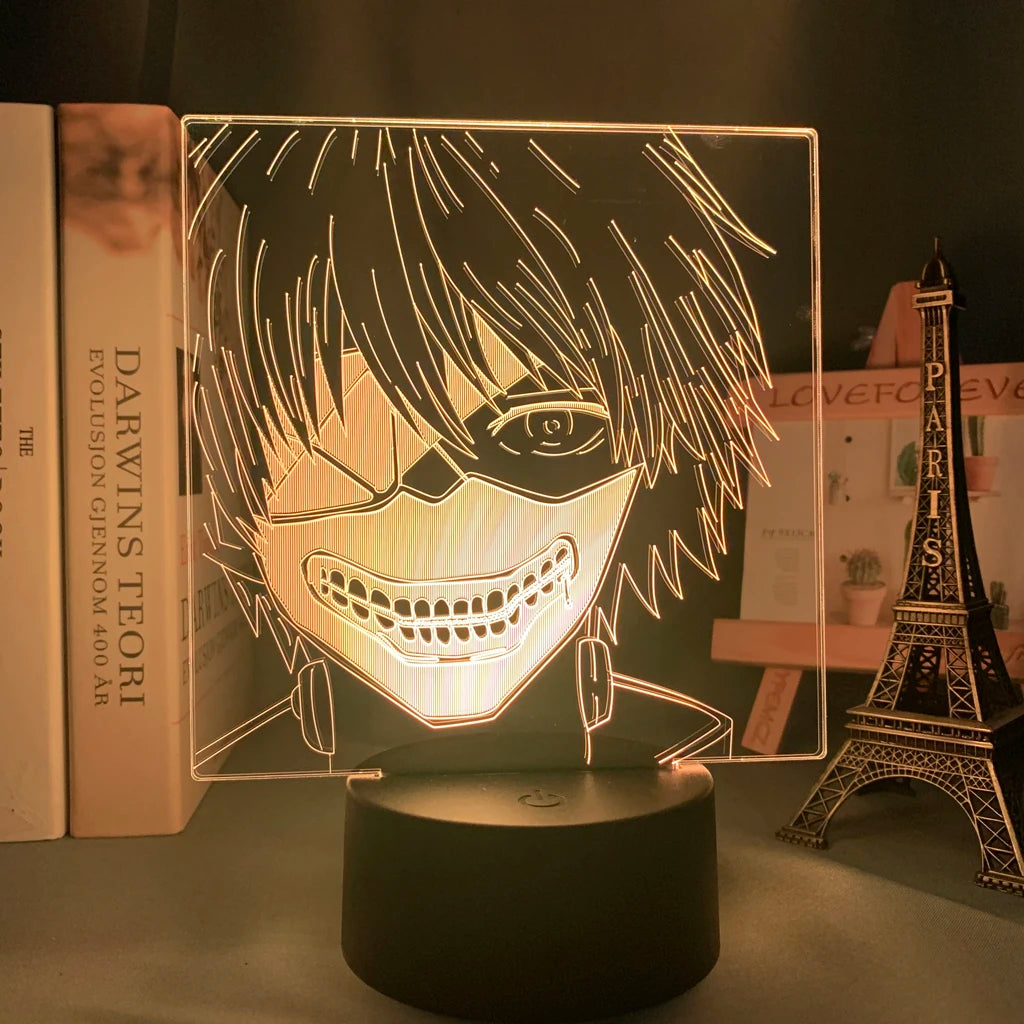 Anime Tokyo Ghoul Glowing Acrylic Stand Ken Kaneki Figure Nightlight for Reading Room Decor Light Gift for Birthday Table Lamp