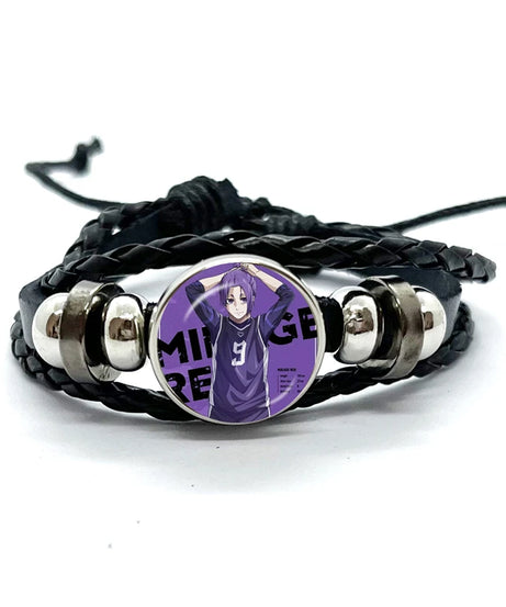 Anime Blue Lock Isagi Yoichi Chigiri Bachira Leather Bracelet Cosplay Unisex Adjustable Punk Wristband Jewelry Props