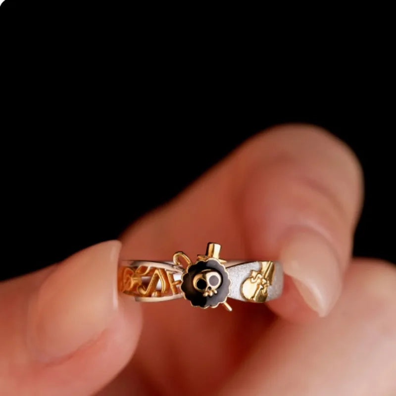 Cute One Piece Brook anime peripheral same style ring creative fashion decorative ring versatile birthday gift wholesale
