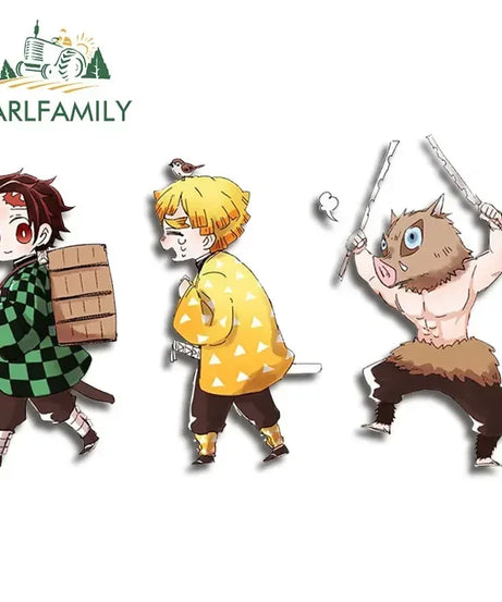 EARLFAMILY 13cm X 3.8cm Anime Running Chibi Car Stickers Trunk Windows Cartoon Decal Personality Kamado Nezuko Car Accessories