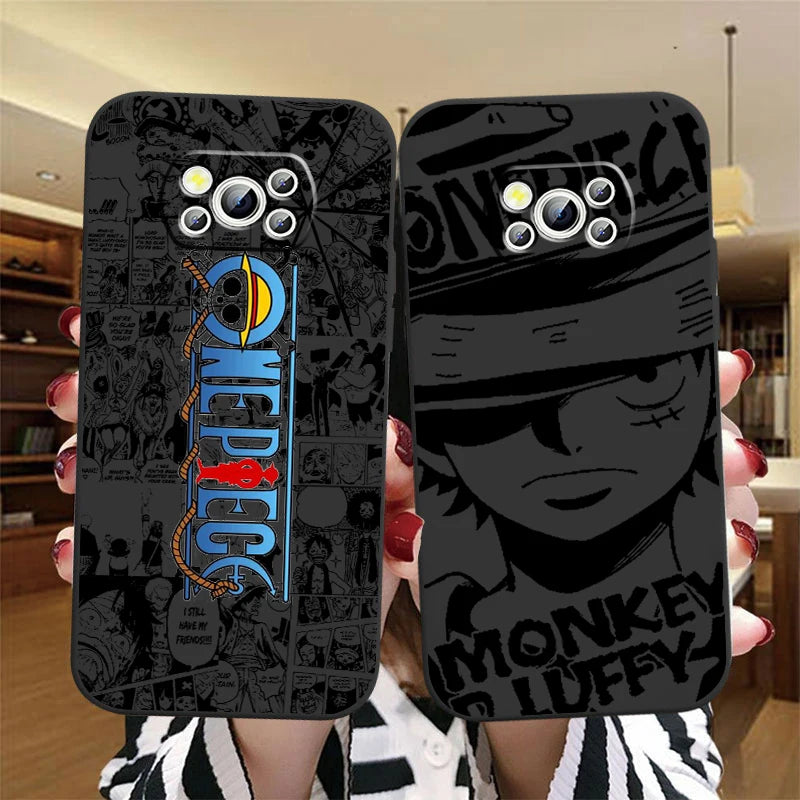Anime Art One Piece Luffy For Xiaomi Mi Poco F5 F4 F3 X6 X5 X4 X3 M6 M5 M5S M4 M3 C65 Pro GT NFC 5G Black Back Phone Case
