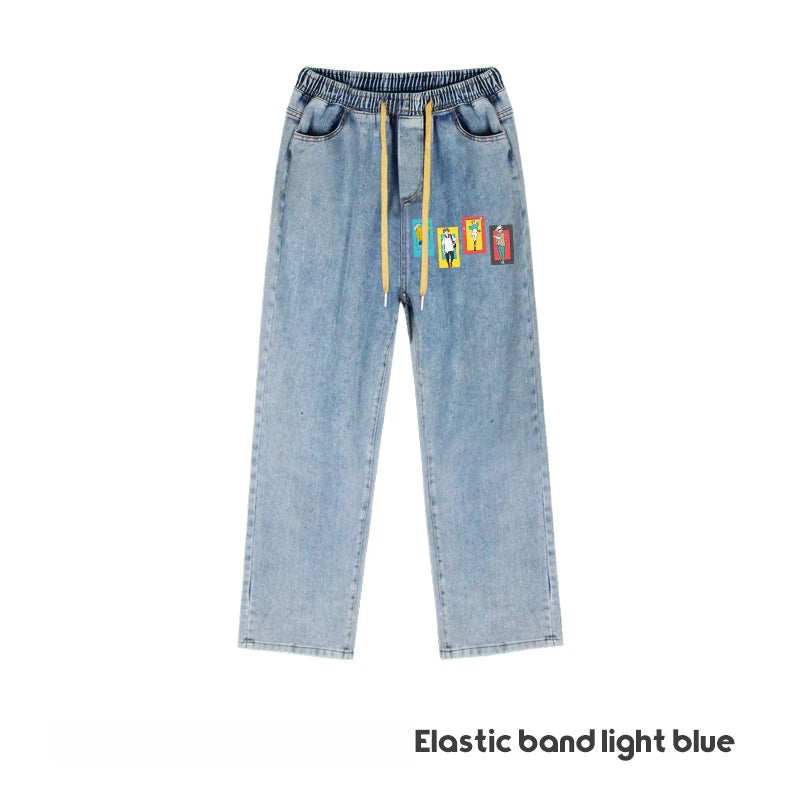 JUJUTSU KAISEN Gojo Yuji Megumi Sukuna Anime Daily Trousers Loose Spring and Autumn Wide Leg Pants Casual Jeans