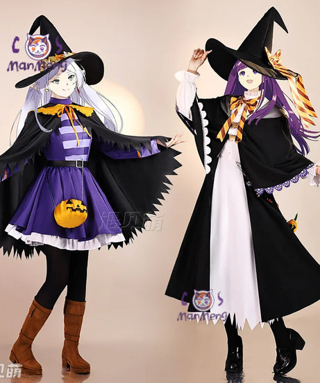 Frieren Fern Cosplay Costume Anime Frieren: Beyond Journey's End Halloween Gothic Dress Hat Cloak Women's Party New Uniform