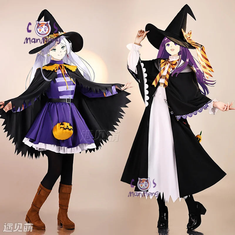 Frieren Fern Cosplay Costume Anime Frieren: Beyond Journey's End Halloween Gothic Dress Hat Cloak Women's Party New Uniform