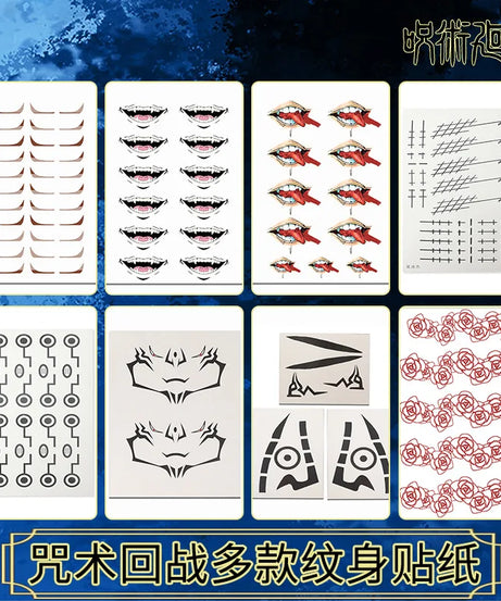 Anime Jujutsu Kaisen Ryomen Sukuna Full Body Tattoo Cosplay Waterproof Sticker Halloween Masquerade Fake Tattoo Stickers Prop