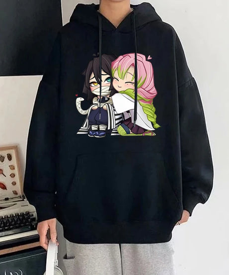 Hot Sale Autumn And Winter Fashion Long-Sleeved Outdoor Casual Loose Sweater Anime Kanroji Mitsuri Iguro Obanai Printing Hoodies