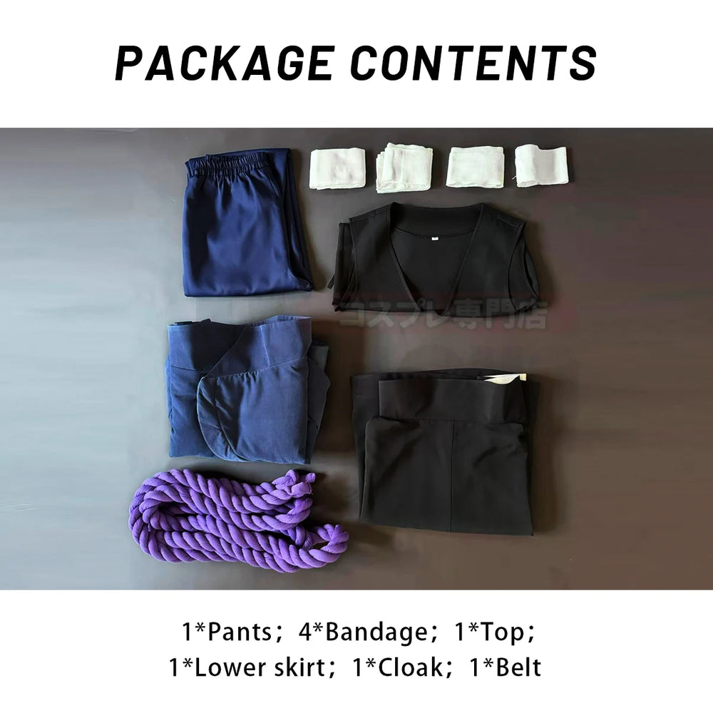 Anime Sasuke Uchiha Cosplay Costume – Cloak, Vest, Pants & Purple Belt Set 5