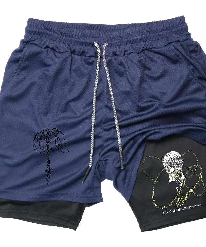 Kurapika Anime 2-in-1 Gym Shorts – Breathable Compression Sportwear