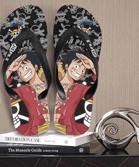 One Piece anime peripheral flip-flops Luffy Zoro creative  outdoor daily anti-slip clip-on summer couple slippers gift