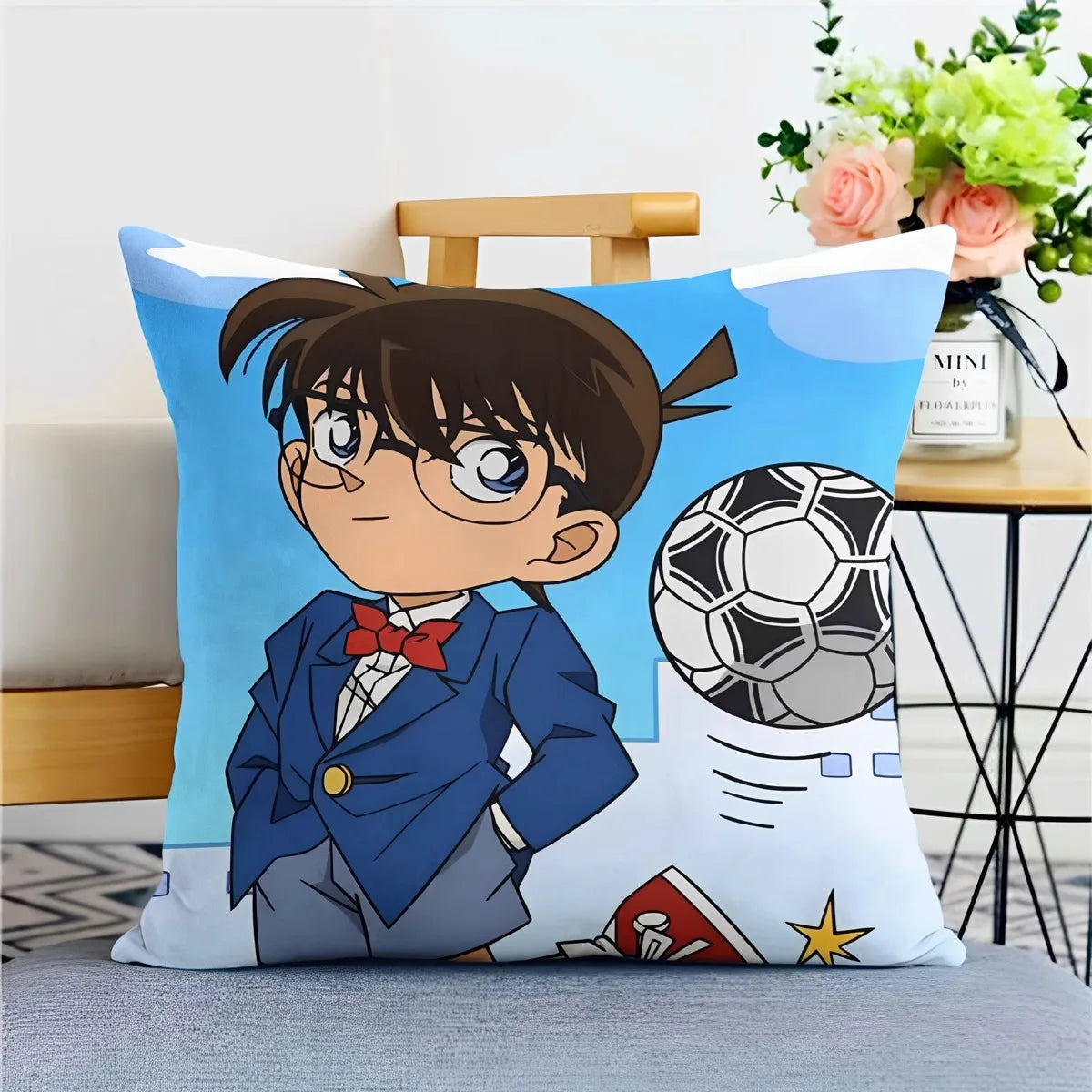 Detective Conan Pillowcase – Soft Anime Cushion Cover with Zipper for Sofa & Bedroom Decor