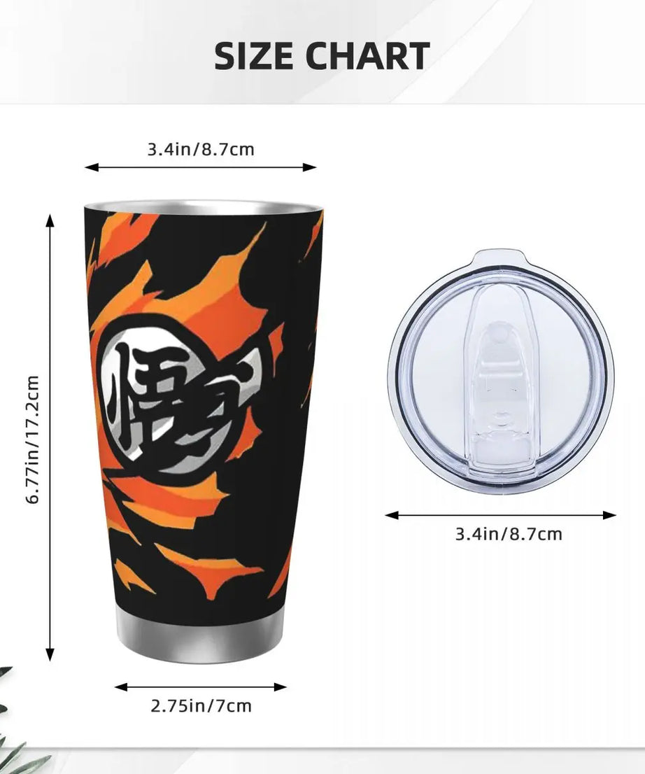 Son Goku & Vegeta DBZ Stainless Steel Tumbler – Double Wall Hot & Cold Cup with Straw