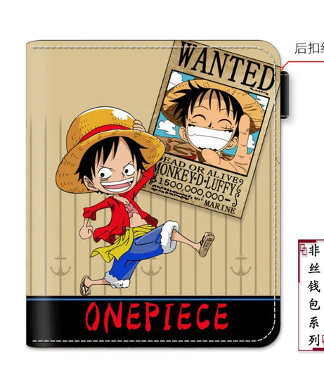 Anime One Piece Figure Wallet Luffy Purse Zoro Ace Bounty Order Skeleton Pattern Pu Kawaii Wallet Card Holder Purse