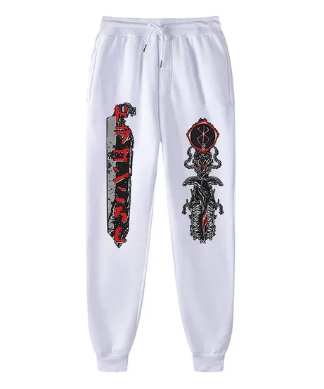Men's berserk animated printed sportswear pants sports jogging pants casual polar lining pocket pants