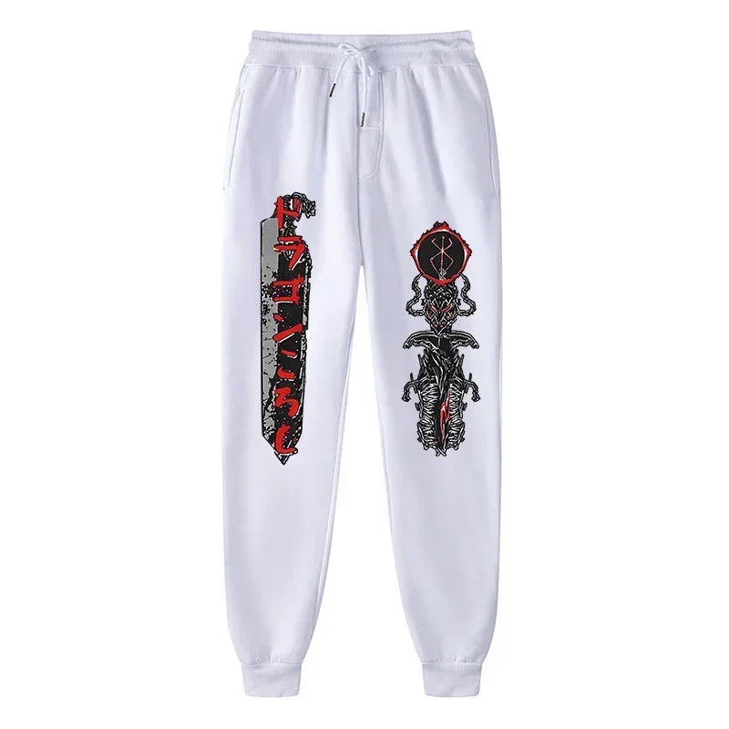 Men's berserk animated printed sportswear pants sports jogging pants casual polar lining pocket pants
