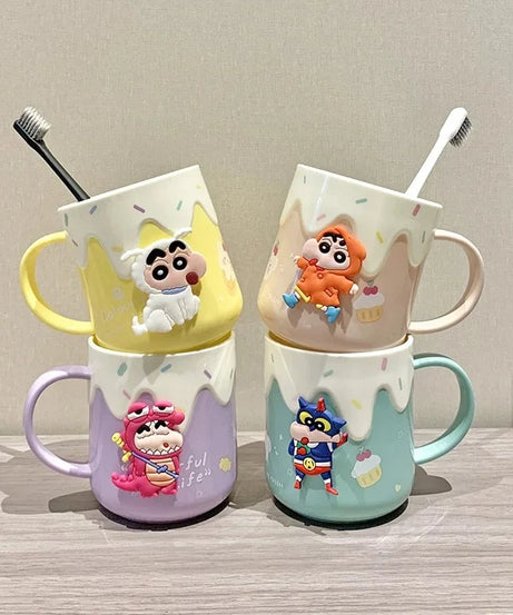 400ml Crayon Shinchans Cute Children Toothbrush Cup Anime Home Bathroom Toothpaste Holder Colorful Toothbrush Tools Storage Cup