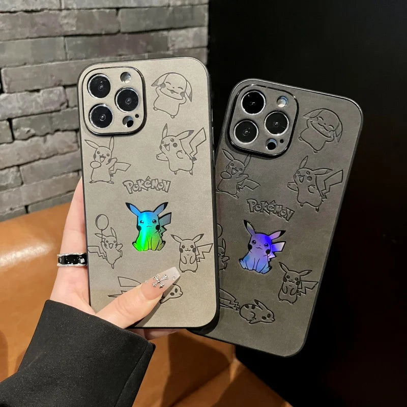 Pokémon Pikachu Laser Embossed Leather Phone Case for iPhone 11 to 17 Pro Max 5
