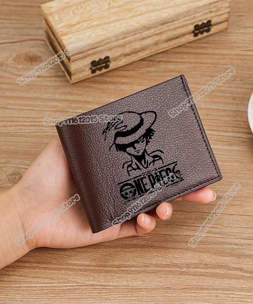 One Piece Pu Leather Wallet for Men Foldable Short Wallets Luffy Zoro Chopper Coin Purse Man Multi-slot Credit ID Card Holder
