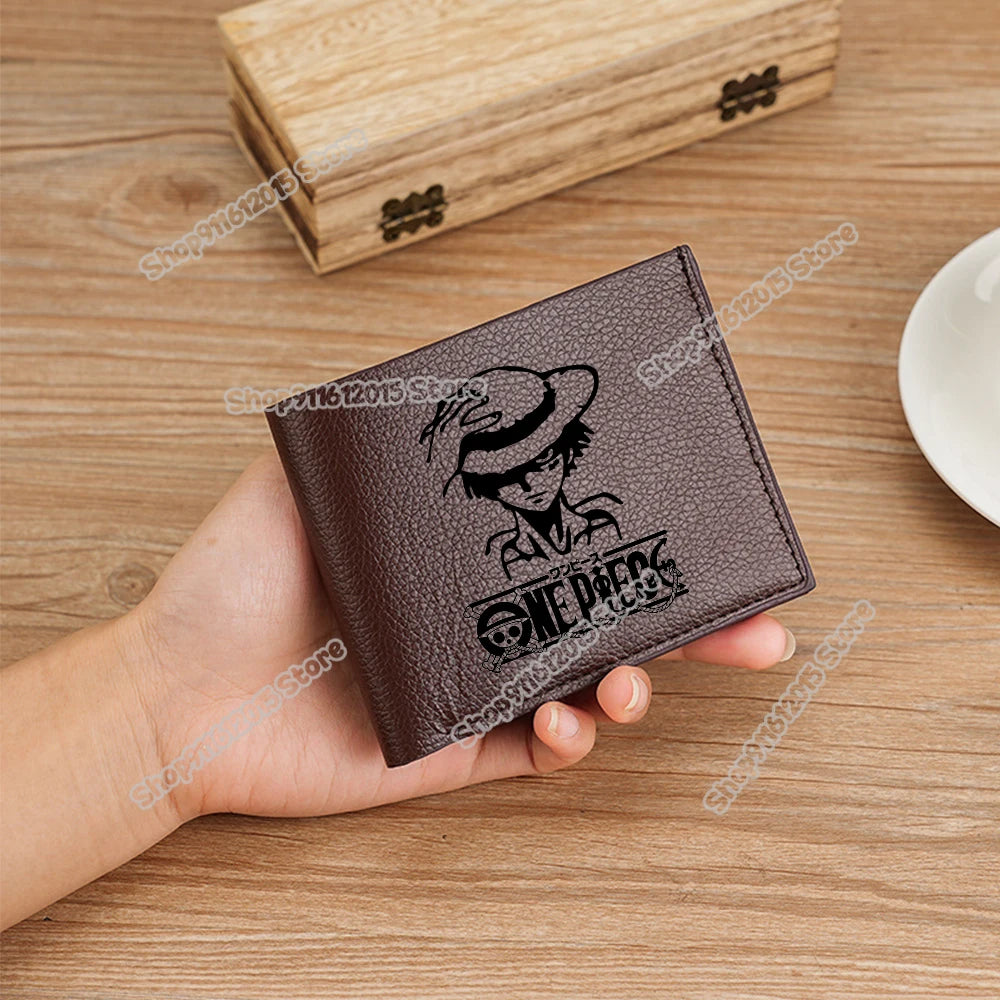 One Piece Pu Leather Wallet for Men Foldable Short Wallets Luffy Zoro Chopper Coin Purse Man Multi-slot Credit ID Card Holder
