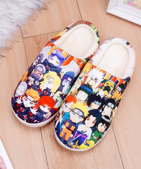 Anime One Piece Luffy Chooper Dragon Ball Goku Hatsune Winter Warm Plush Men Women Couple Shoes Home Slipper Stuffed Plush Gift