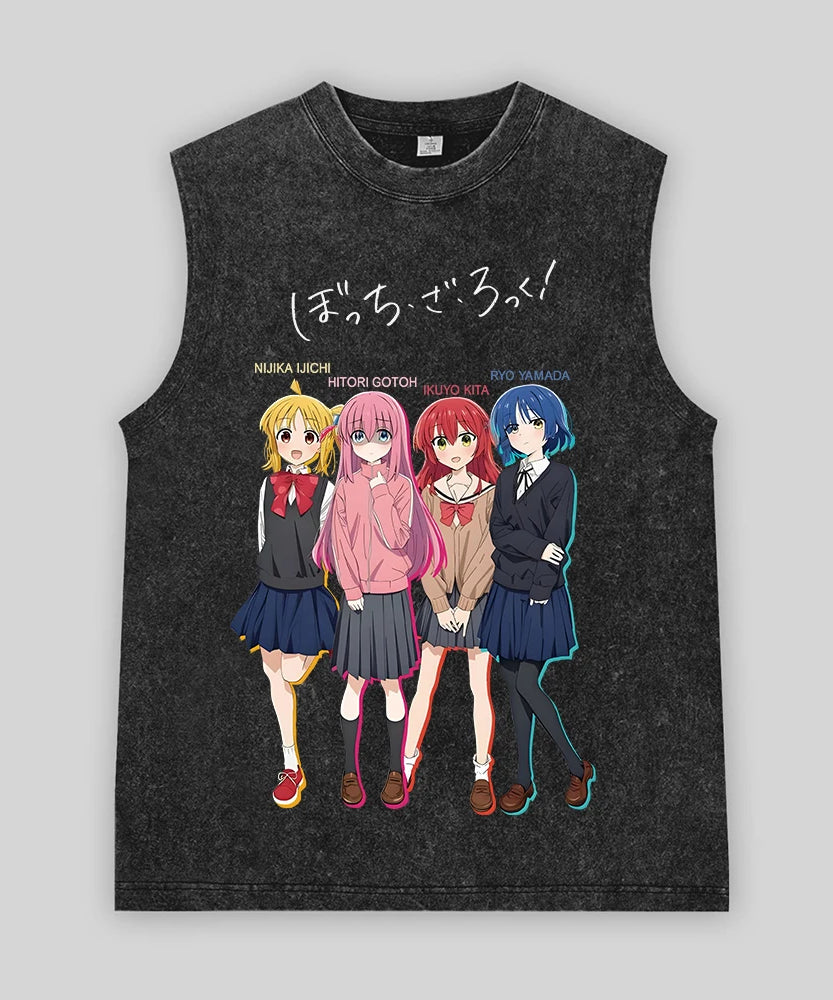 Bocchi the Rock! Oversized Band Vest – Unisex Anime Cotton Tank Top