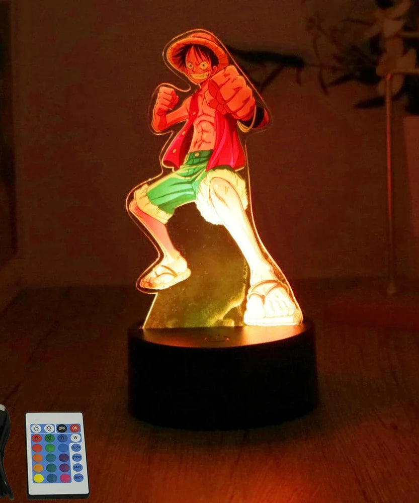 Actions Figure One Piece Luffy Zoro Anime Figures 3D Lamp PVC Action Collection Model Toys LED Night Light Kid Christmas Gift