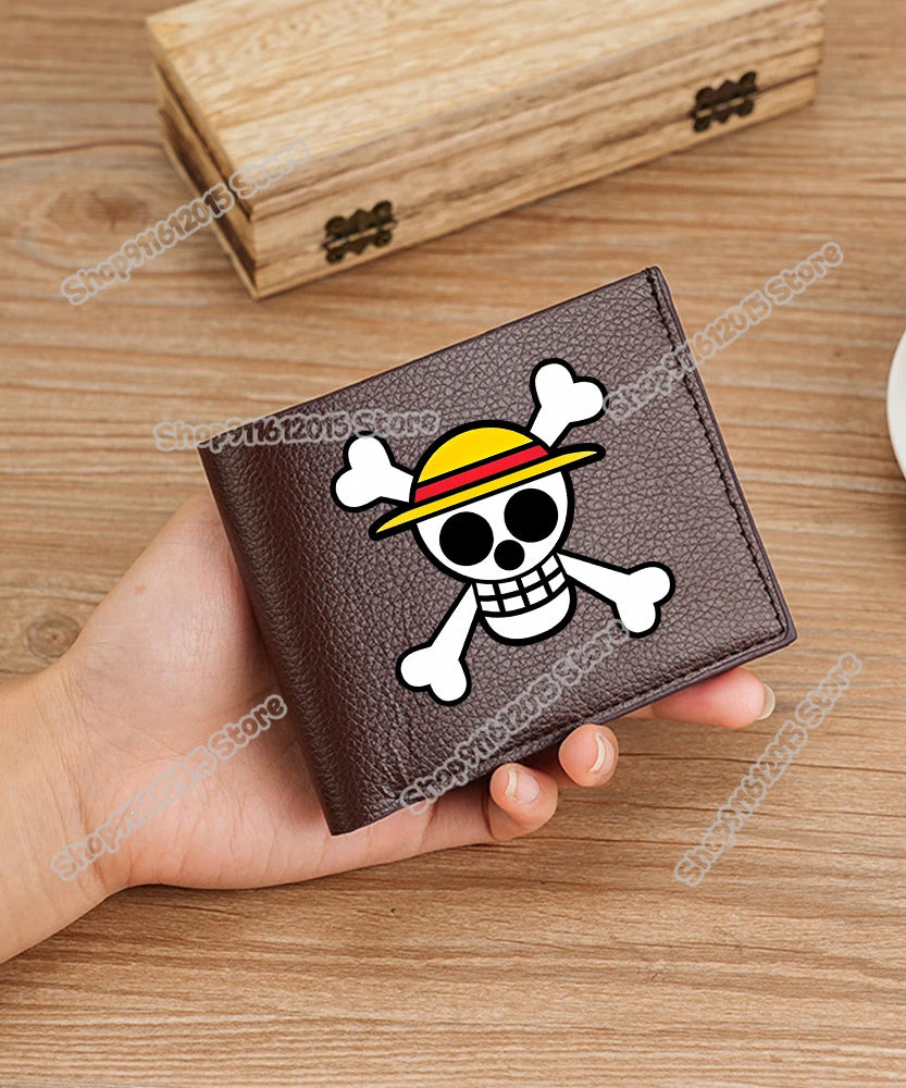 One Piece Pu Leather Wallet for Men Foldable Short Wallets Luffy Zoro Chopper Coin Purse Man Multi-slot Credit ID Card Holder