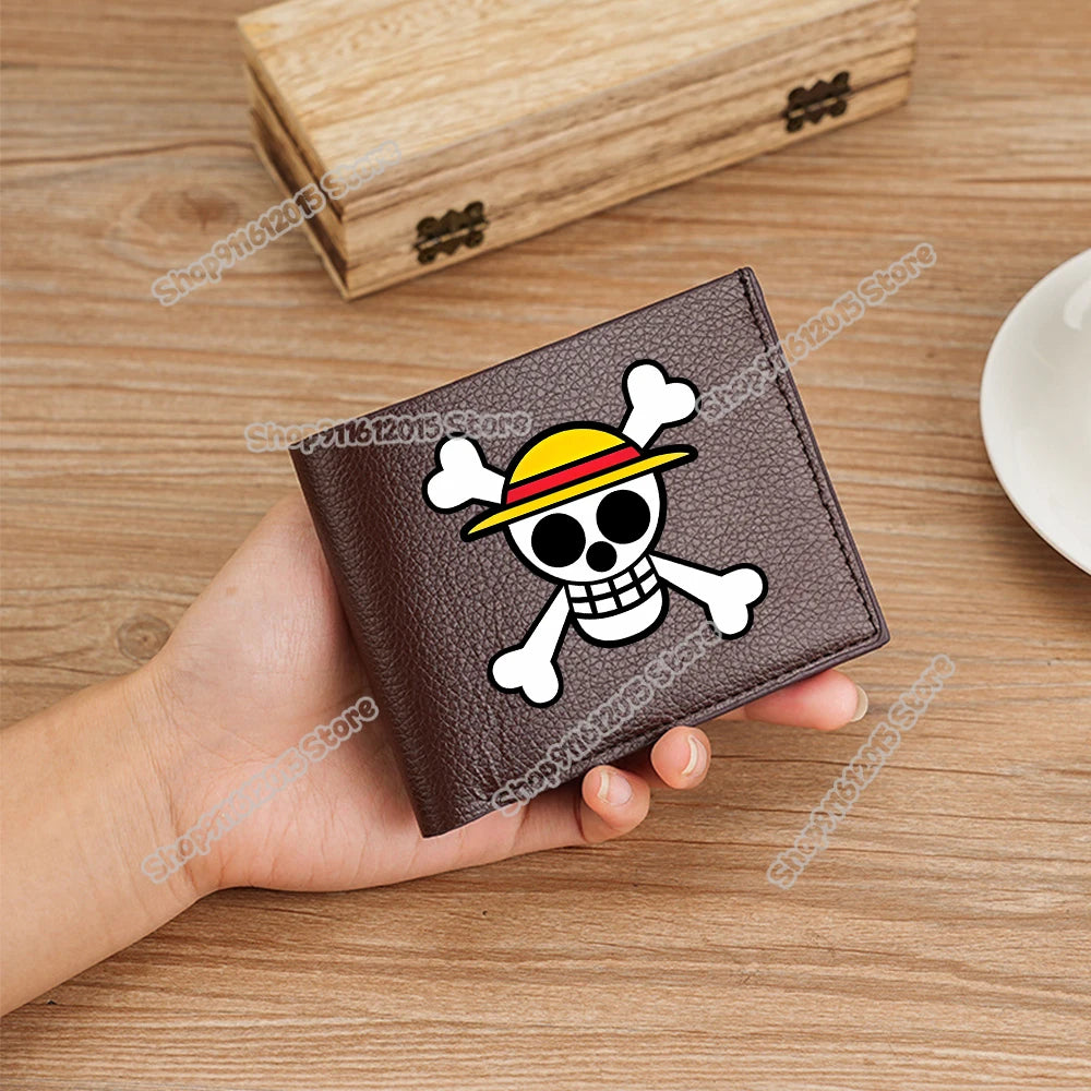 One Piece Pu Leather Wallet for Men Foldable Short Wallets Luffy Zoro Chopper Coin Purse Man Multi-slot Credit ID Card Holder