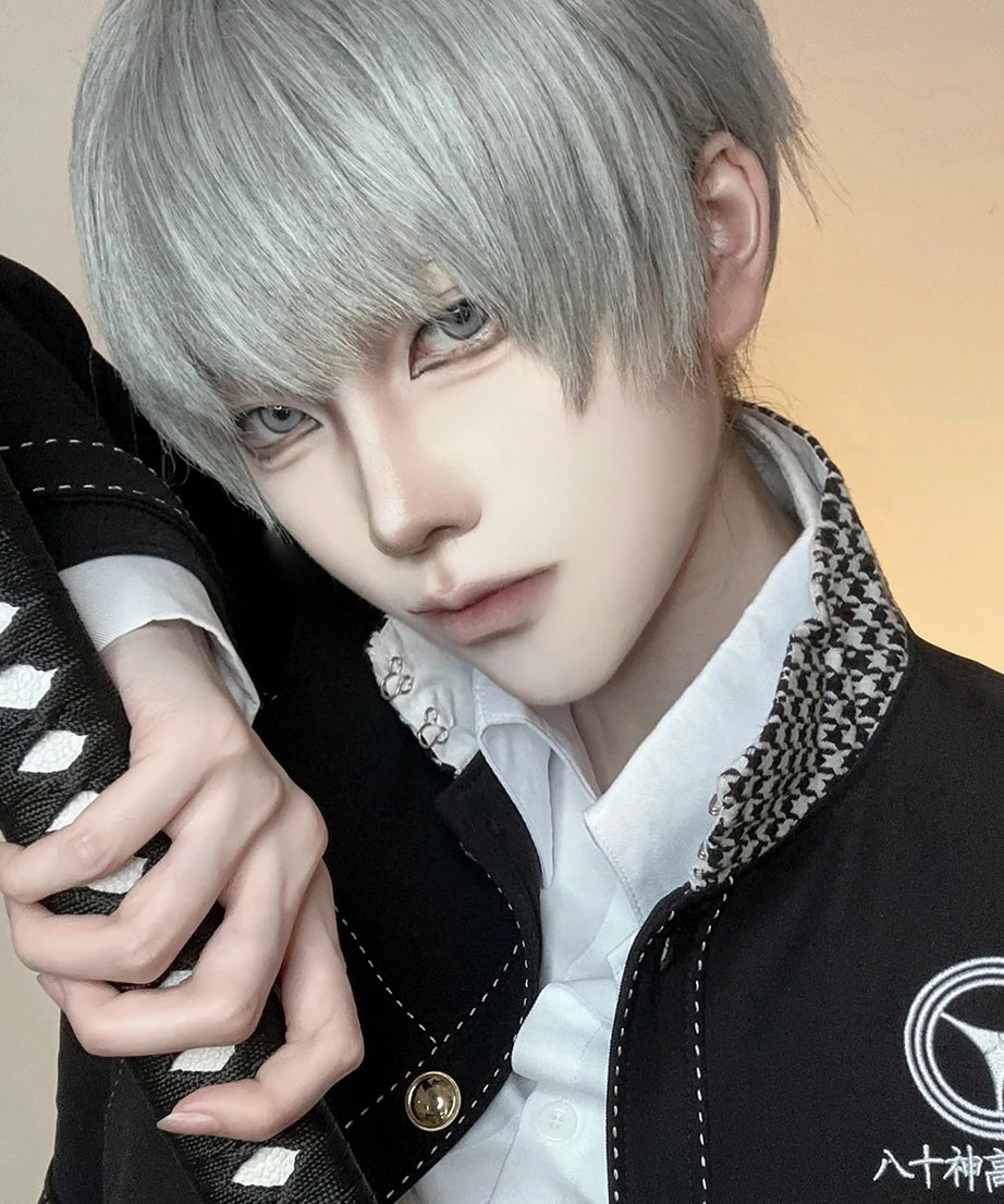 P4 Game Yu Narukami Cosplay Costume Wig School Uniform Embroidery Plaid Collar Suit Pants White Shirt Daily Wear