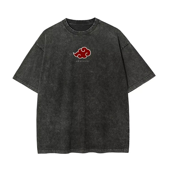 Anime Naruto Itachi Uchiha Great Wave T-Shirt – Vintage Acid Wash Streetwear Graphic Tee