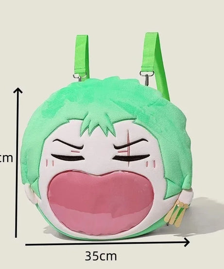 ONE PIECE Luffy Zoro Plush Pain Bag  Girl Backpack Peripheral Two-dimensional Storage Backpack Animation Messenger Bag