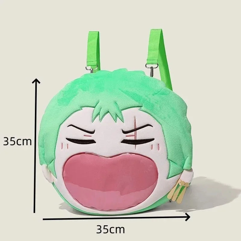 ONE PIECE Luffy Zoro Plush Pain Bag  Girl Backpack Peripheral Two-dimensional Storage Backpack Animation Messenger Bag