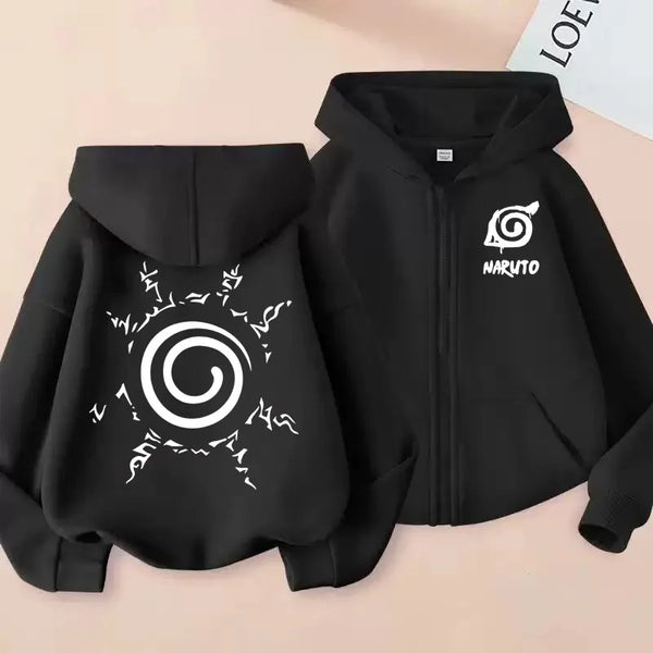 Naruto Cartoon Print Kids Zipper Hoodie – Boys & Girls Autumn/Winter Sweatshirt