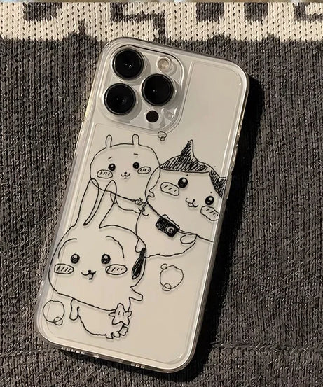 Kawaii Chiikawa Phone Case for Iphone 16 15 14 13 12 11 Pro Max Anime Transparent All-inclusive Cover for Iphone 16pro 15pro