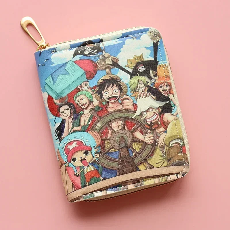 Anime One Piece Wallet Luffy Straw Hat Pirates Men's Short Wallet Multi-function Multi-card Slot Wallet Kids Gifts Men Gifts