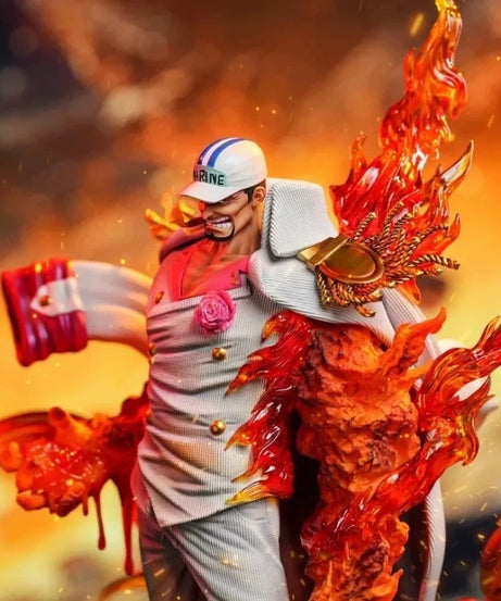 34cm One Piece Red Dog Sakazuki Light-Up Action Figures Navy Admiral Resin Statue Collectible Anime Model Toy Desk Ornament Gift