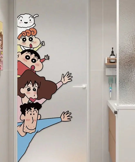 Ins style Crayon Shin chan Wall Stickers Cute and Funny Anime Glass Window Stickers Shop Decoration Door Stickers
