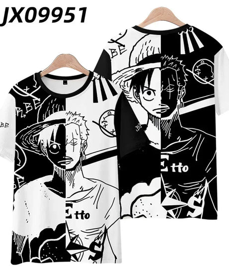 Anime Summer ONE PIECE T-Shirt Luffy Zoro 3D Print Clothes Female Male Fashion T Shirts Short Sleeves Casual Tops