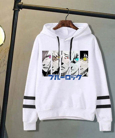 New Anime Blue Lock Pattern Print Hoodies Men Women Fashion Casual Sports Stripe Sweatshirts Ladies Pullovers Tops