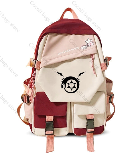 Anime Fullmetal Alchemist Series Print Backpack Large Capacity School Bag Daily Use Backpacks for Men Women Schoolbag