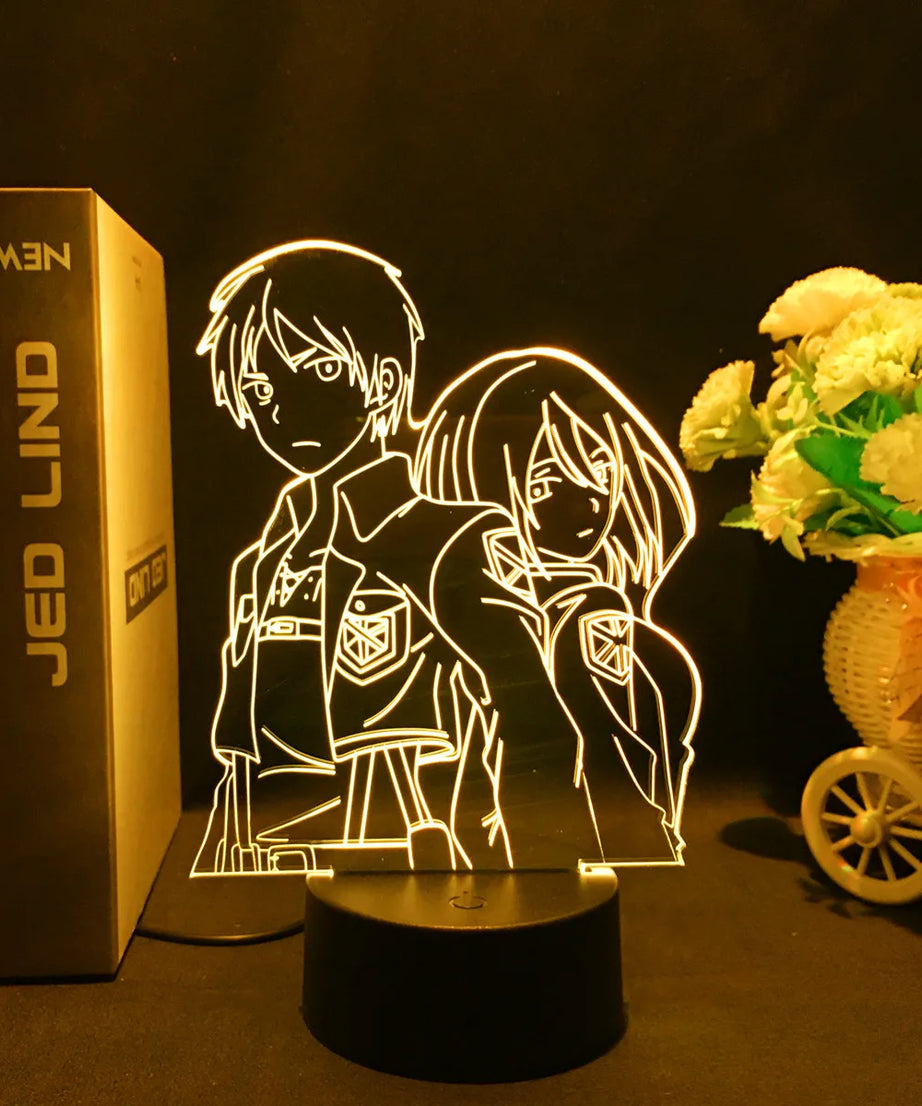 Anime 3D Lamp Attack on Titan Acrylic Luminous Stand Mikasa Ackerman Eren Yeager Action Figure For Kids Children Gifts