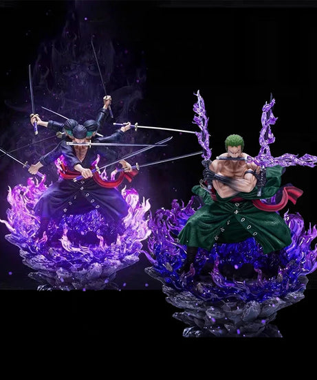 42cm One Piece Six Arms Zoro Action Figure Wano Country Statue Nine Knives Flow Roronoa Zoro Figure Model PVC Collection Toys