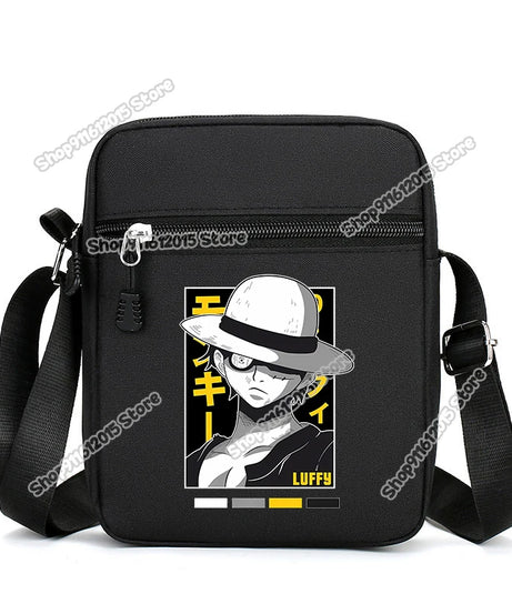 One Piece Men Shoulder Bag Anime Luffy Zoro Boy Oxford Cloth Crossbody Zipper Messenger Bags Outdoor Travel Small Phone Pouch