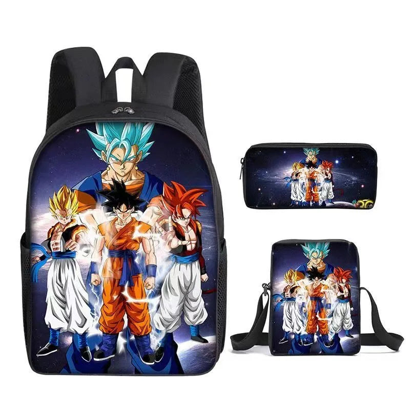 Dragon Ball Anime Goku Vegeta Frieza Large Capacity Cool Student School Bag Lunch Bag Pencil Bag Three-piece Set Gift