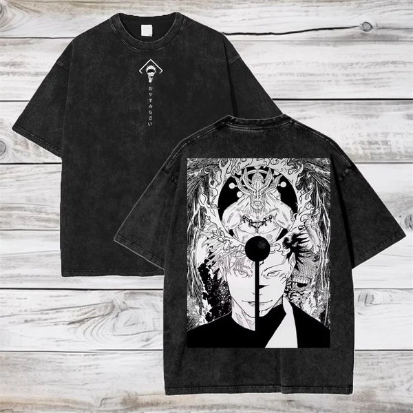 Jujutsu Kaisen Gojo Satoru Washed Cotton T-Shirt – Premium Vintage Anime Tee for Men & Women