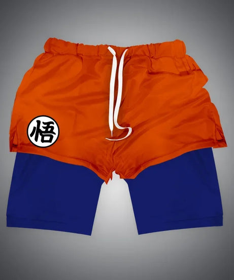 One Piece x Naruto x Dragon Ball 2-in-1 Men’s Gym Shorts – Quick-Dry & Breathable Sportswear
